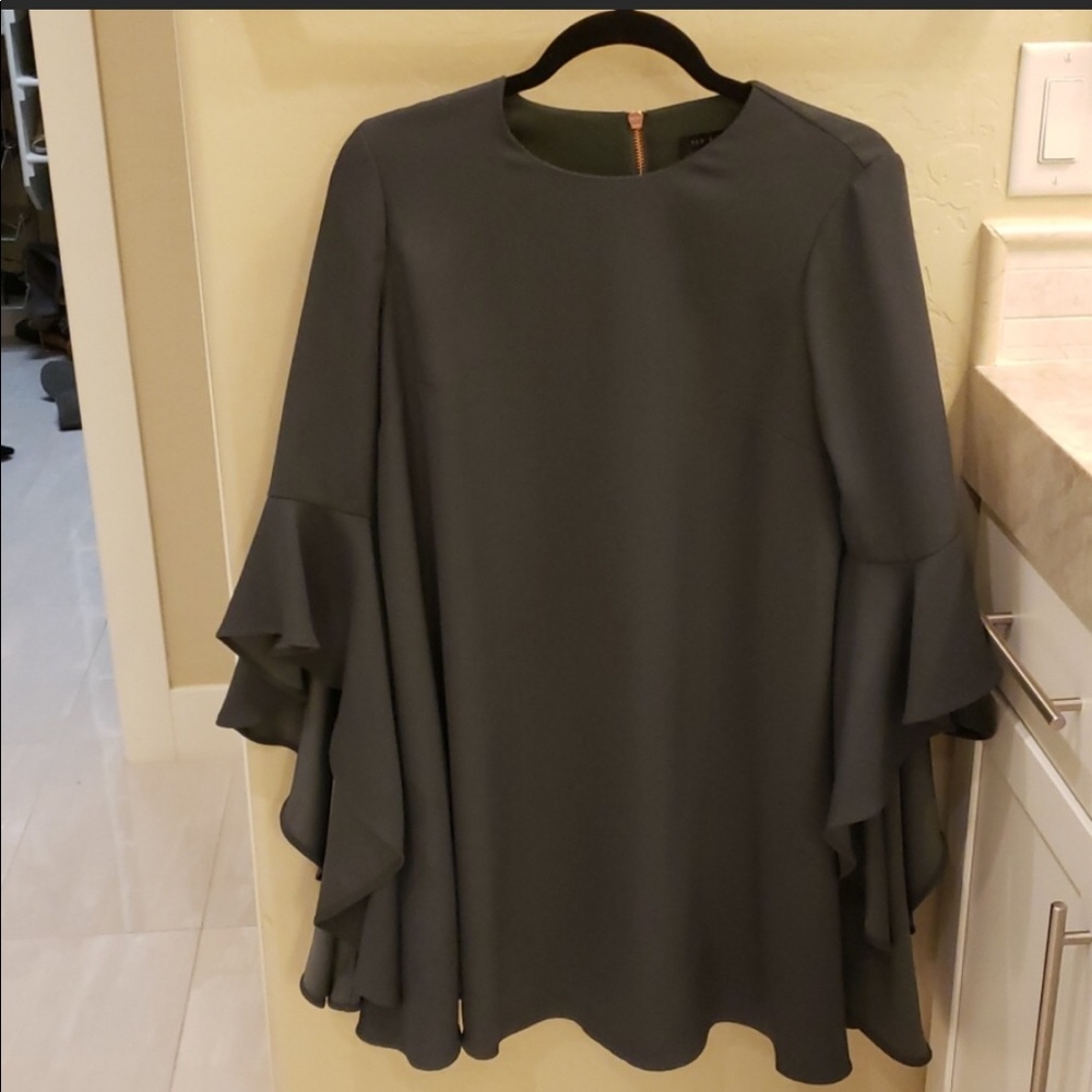 Ted Baker Green Bell Sleeve Dress